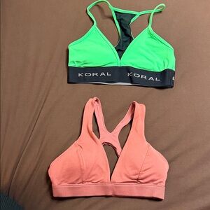 Rare ALO Yoga Dusty Rose Bra + Koral Deep V Sports Bra